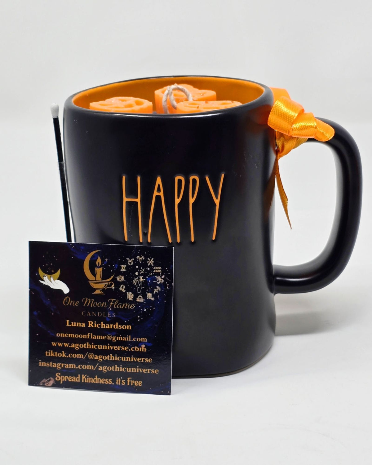 Artisan One Moon Flame Rae Dunn Happy Halloween Mug Candle Coffee Cake Creamy Vanilla 18oz