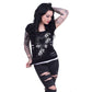 PURE OF HEART - 2in1 White Ripped Top Black -  - Tops - Short Sleeve
