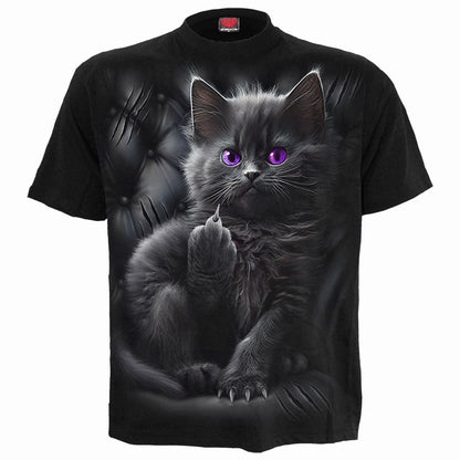 CATTITUDE - Front Print T-Shirt Black -  - T-Shirts