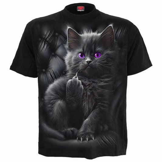 CATTITUDE - Front Print T-Shirt Black -  - T-Shirts