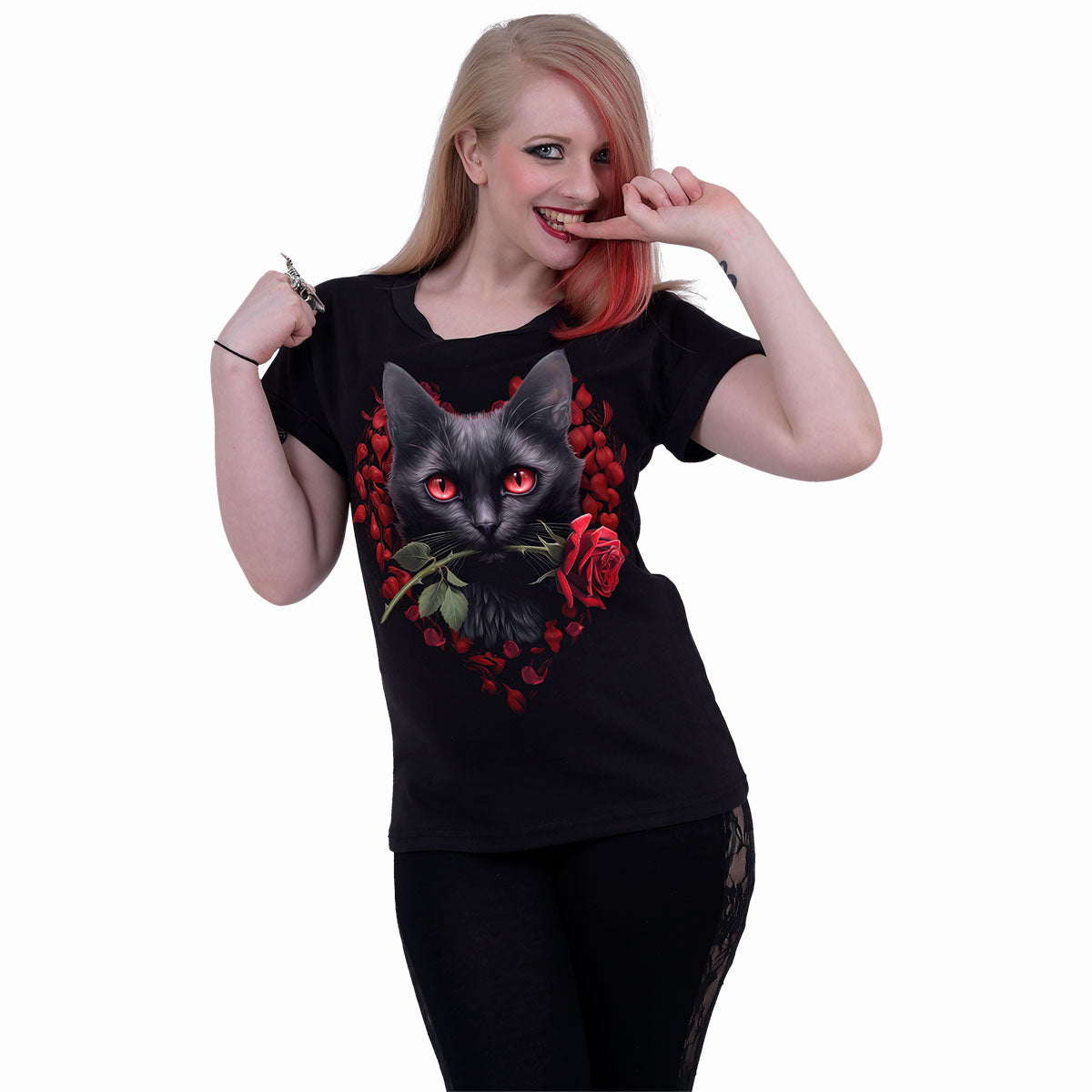 CAT'S LOVE - Boatneck Cap Sleeve Top Black -  - Tops - Short Sleeve