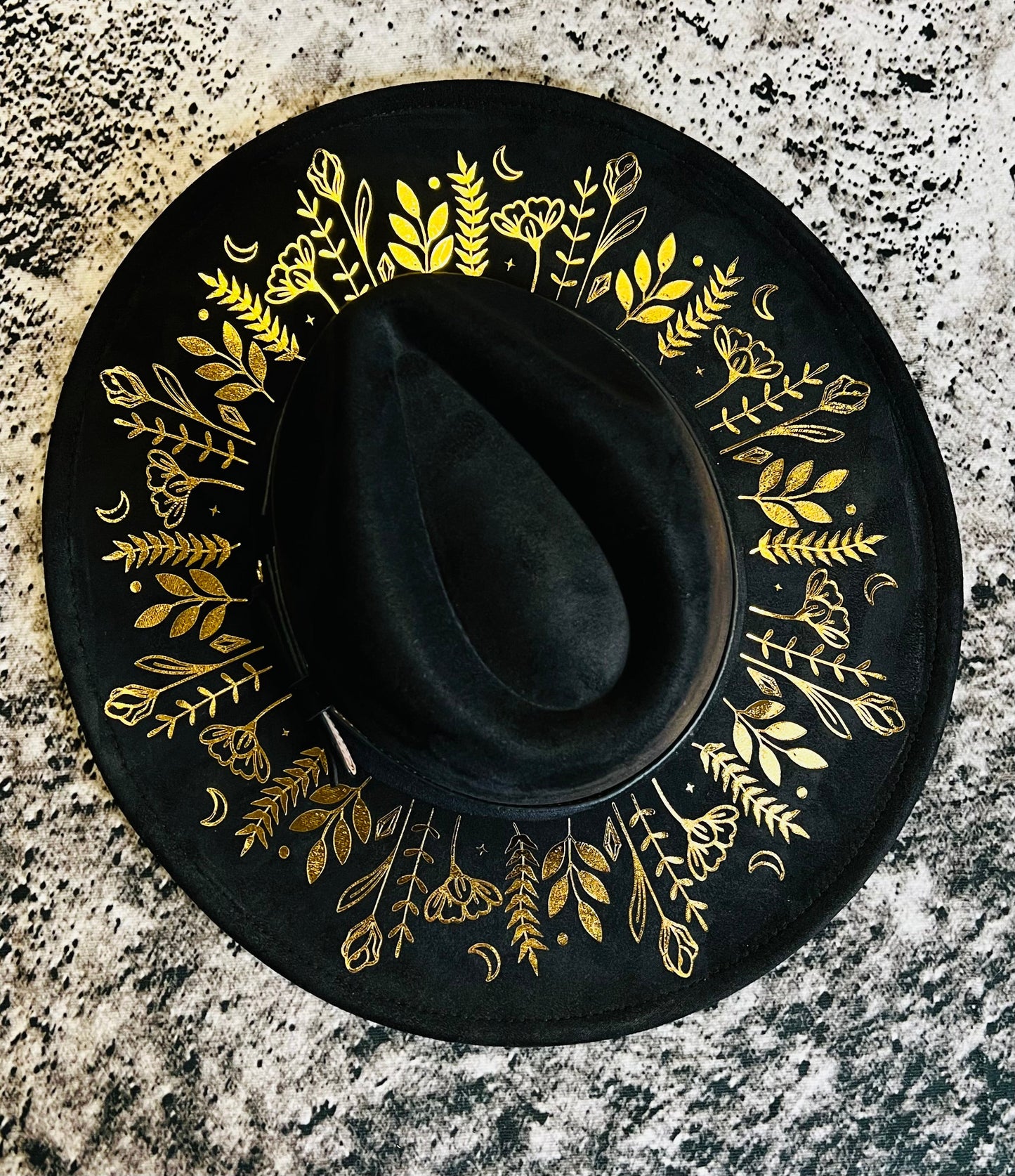 Vegan SUEDE Wide Brim Hat - XL Brim - Foiled Botanicals -  - 