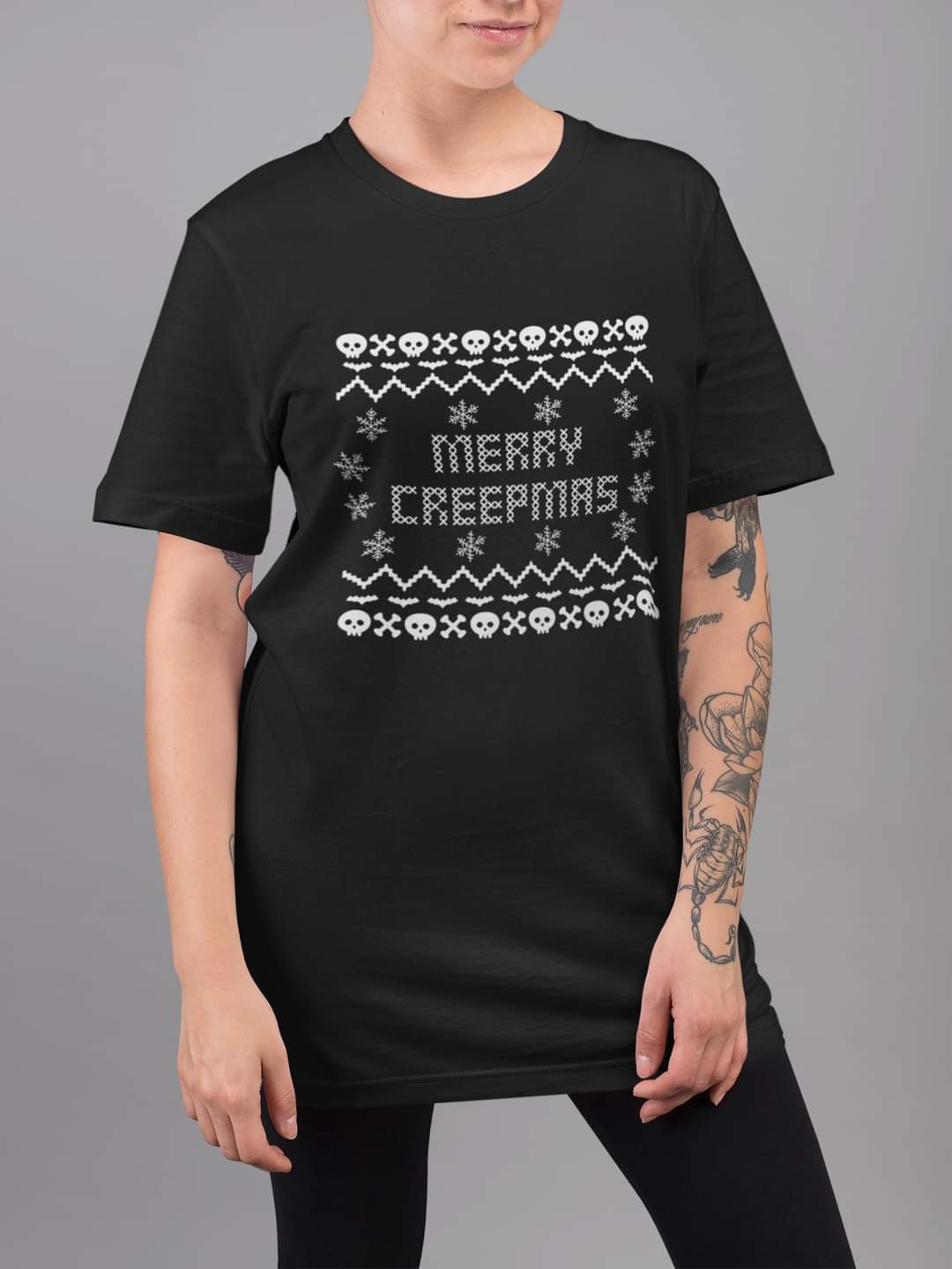 Christmas Merry Creepmas Ugly Sweater Tee - Unisex Shirt -  - Shirts