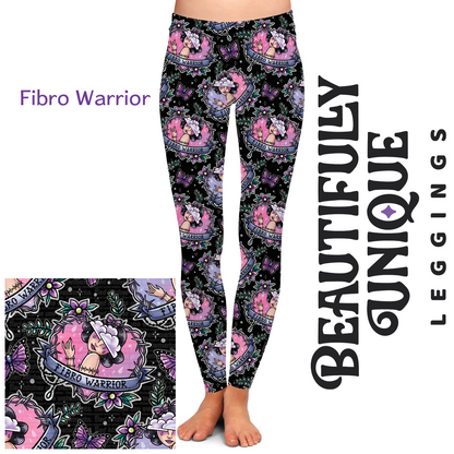 Fibro Warrior (Exclusive) - Fibromyalgia Chronic Pain High-quality Handcrafted Vibrant Leggings -  - Leggings