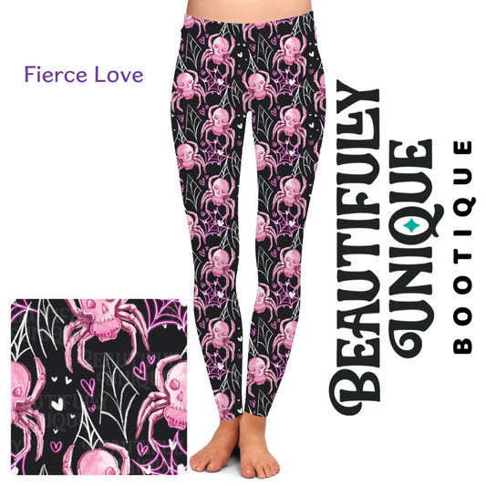 Fierce Love Exclusive Leggings - High-quality Handcrafted Vibrant Valentine's Day Spooky Love