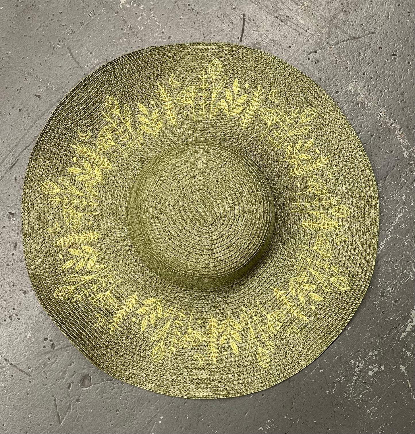 Floppy Sun Hat - XL Brim - Olive Botanicals (Gold) -  - 