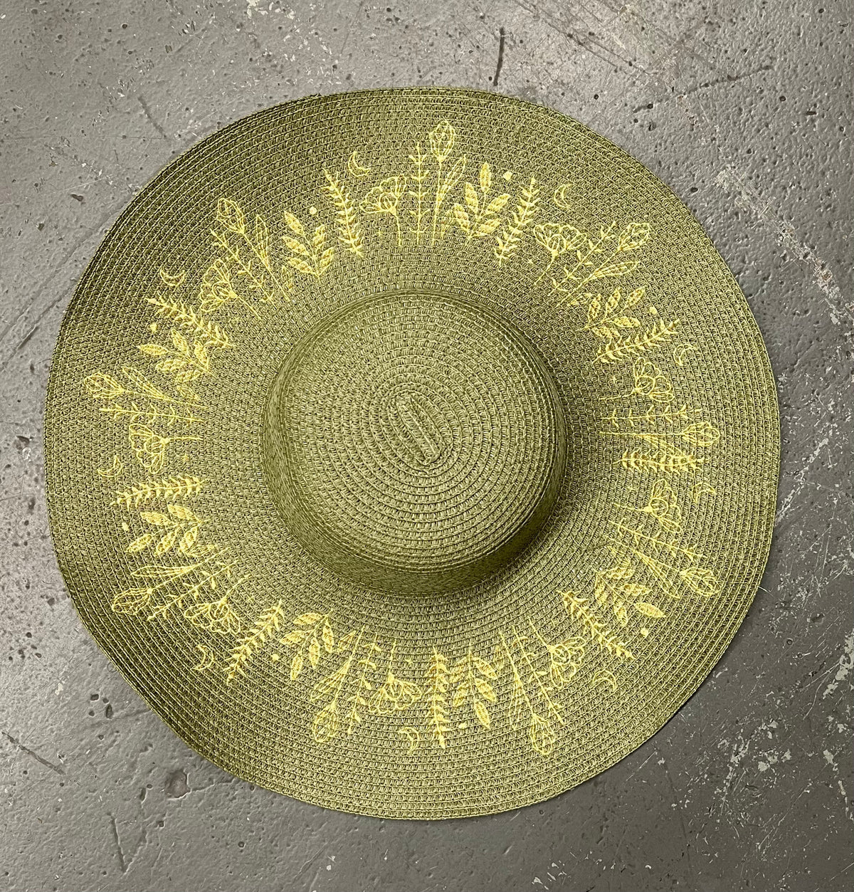 Floppy Sun Hat - XL Brim - Olive Botanicals (Gold) -  - 