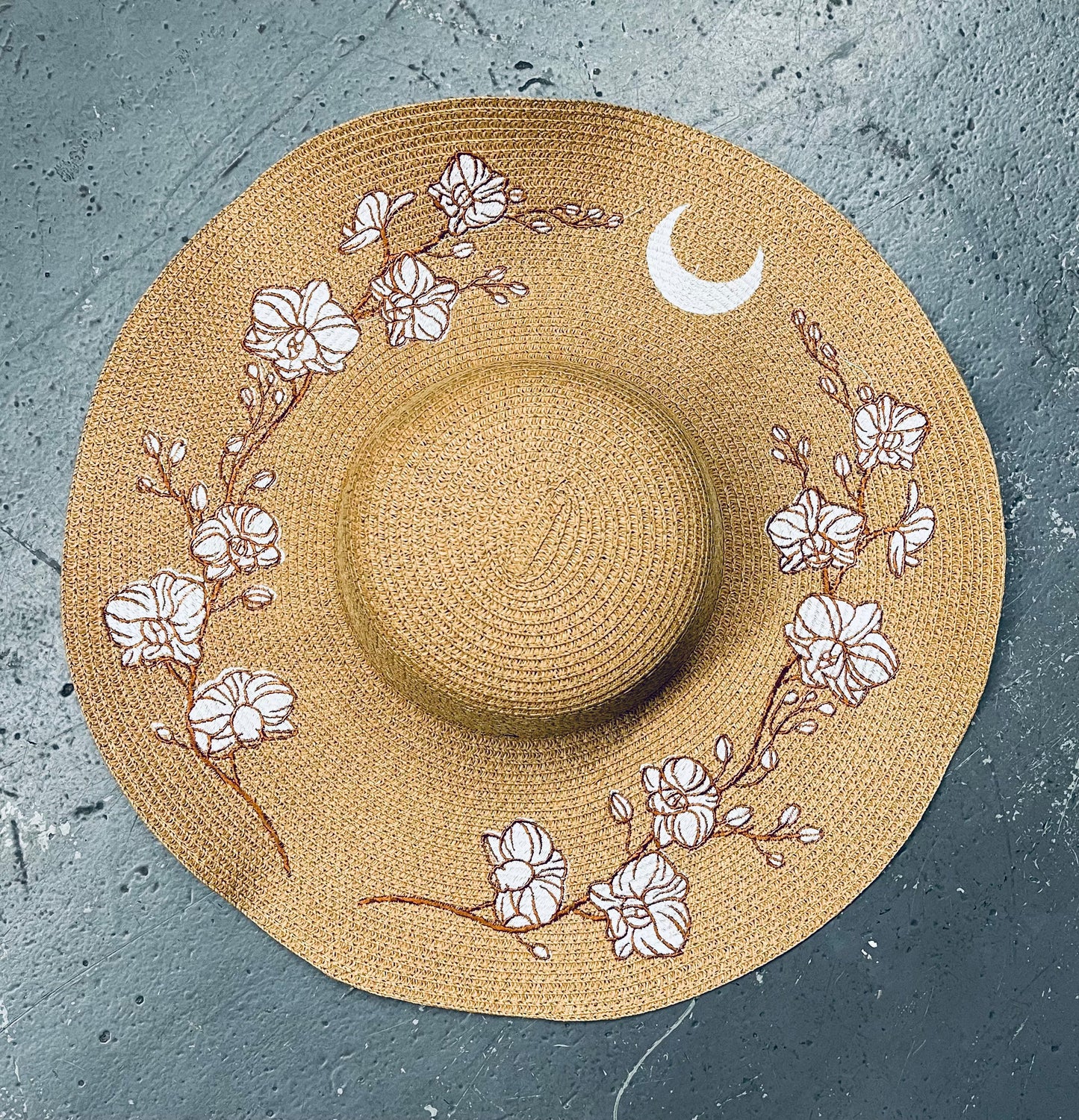 Floppy Sun Hat - XL Brim - Caramel Orchids -  - 