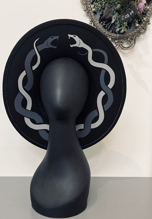Vegan Felt Wide Brim Hat - XL Brim - Serpents -  - 