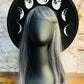 Vegan Felt Wide Brim Hat - Flat Top XL Brim - "large Moon Phase" -  - 