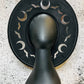 Vegan SUEDE Wide Brim Hat - XL Brim - Foiled Bat Moon -  - 