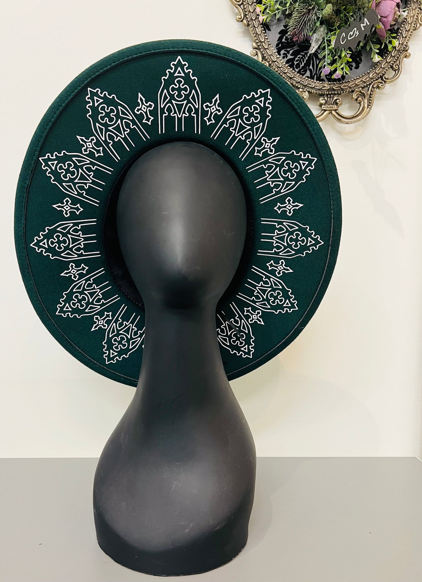 Vegan Felt Wide Brim Hat - XL Brim - Emerald - Wrought Iron -  - 