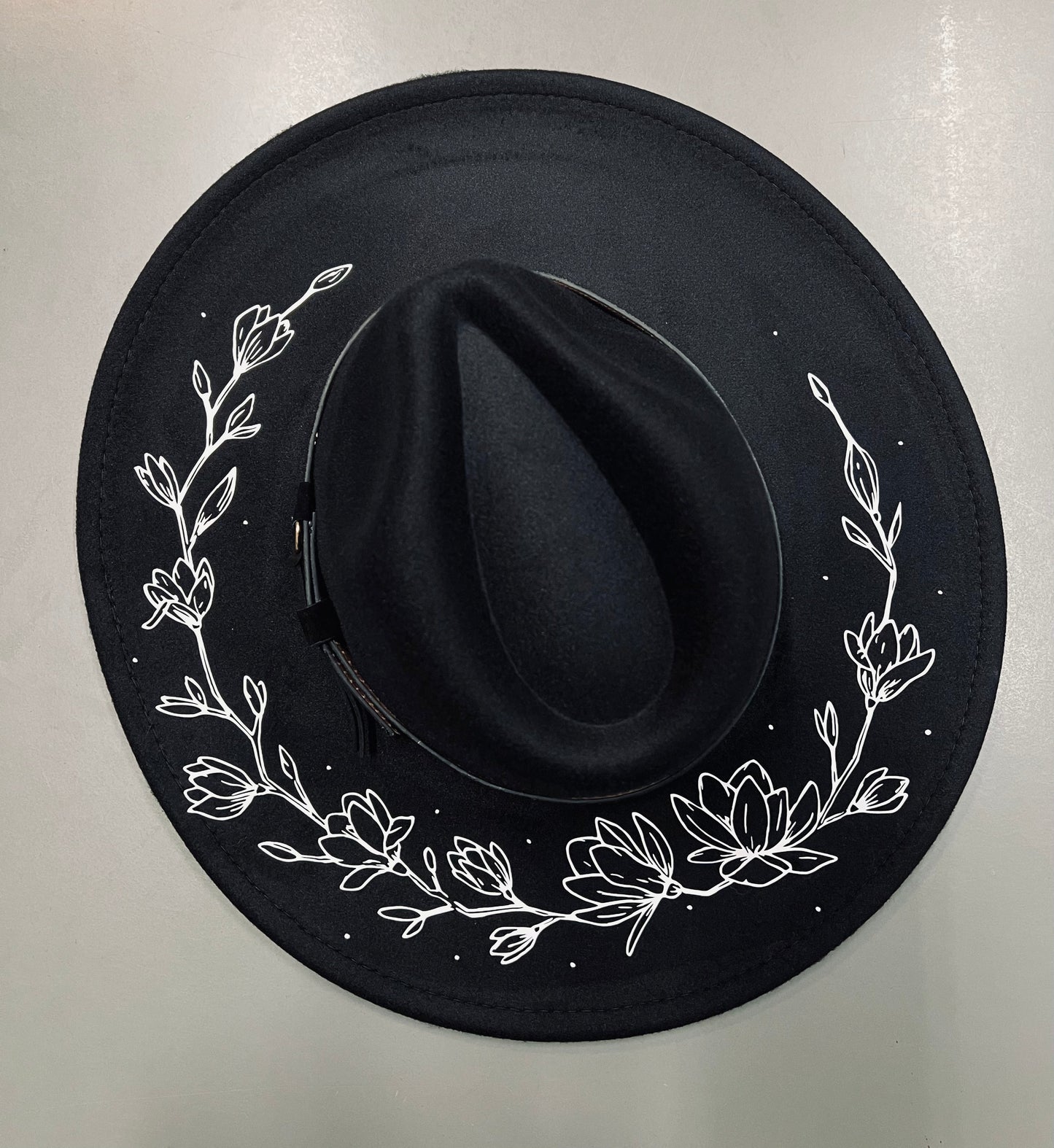 Vegan Felt Hat - XL Brim - Magnolias -  - 