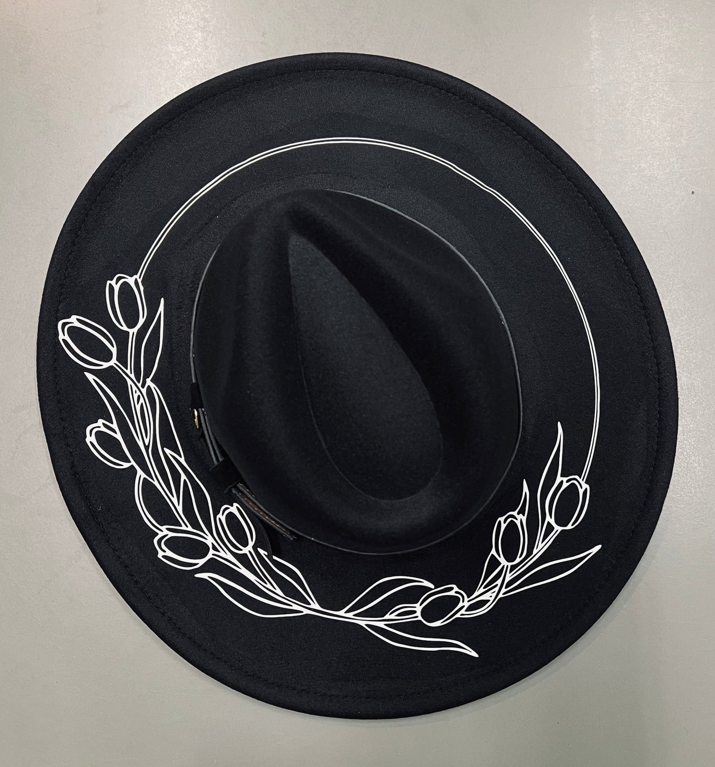 Vegan Felt Hat - XL Brim - Tulips -  - 