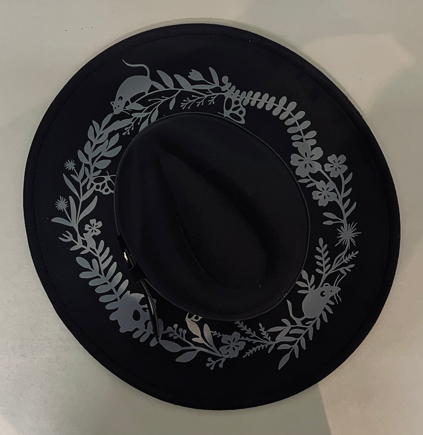 Vegan Felt Wide Brim Hat - XL Brim - Springtime Spooky -  - 