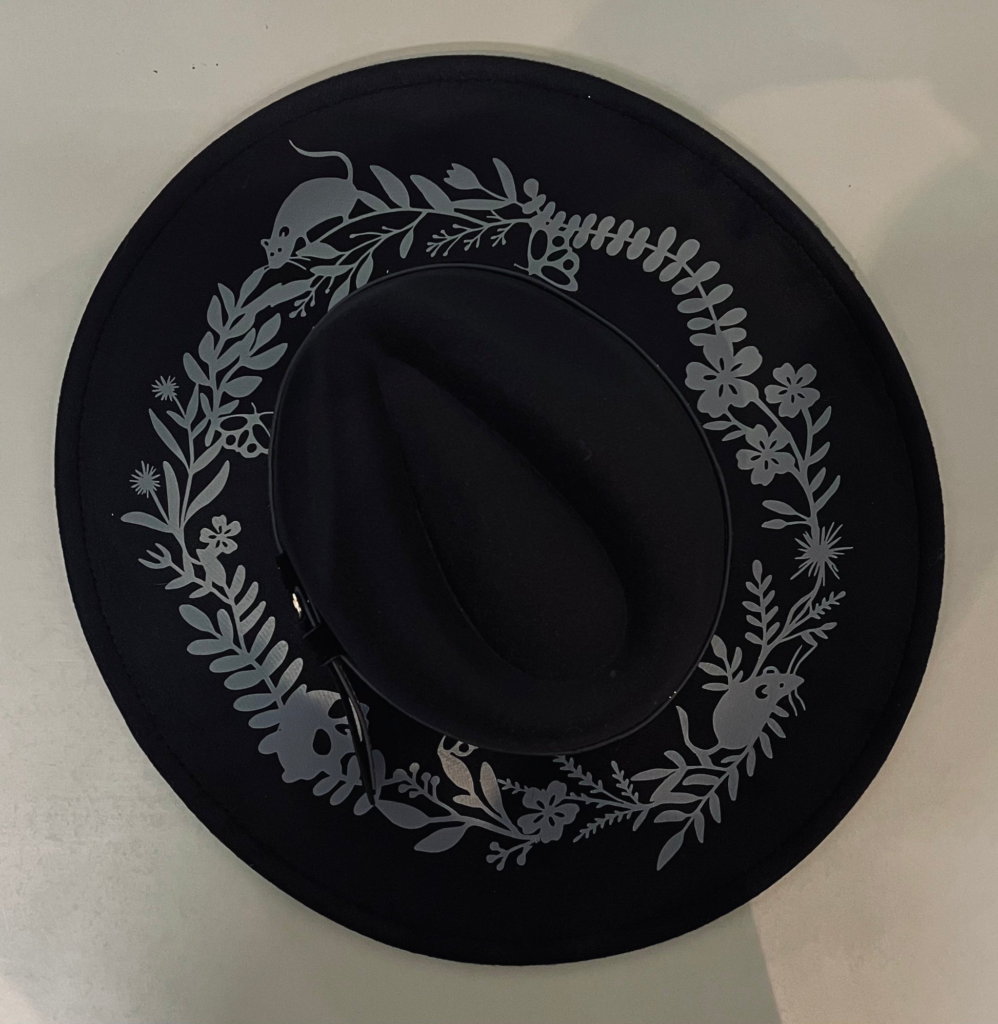 Vegan Felt Wide Brim Hat - XL Brim - Springtime Spooky -  - 