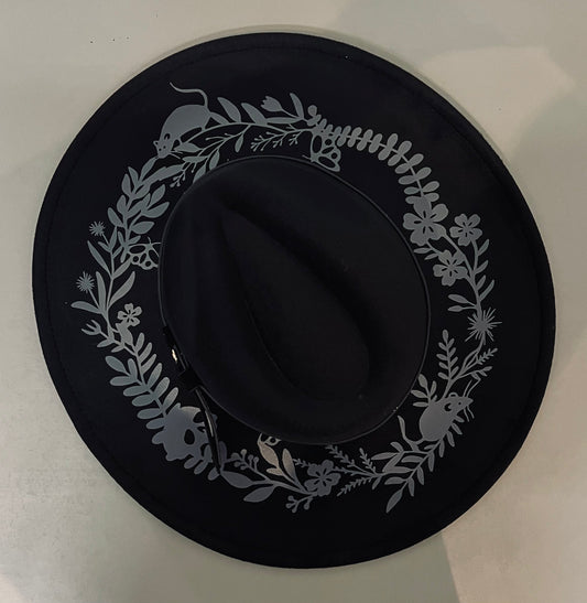 Vegan Felt Wide Brim Hat - XL Brim - Springtime Spooky -  - 