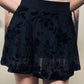 Morbid Mini Skort Gothic Floral - Velvet Flocked Skirt - Alternative Fashion Skort -  - Skorts
