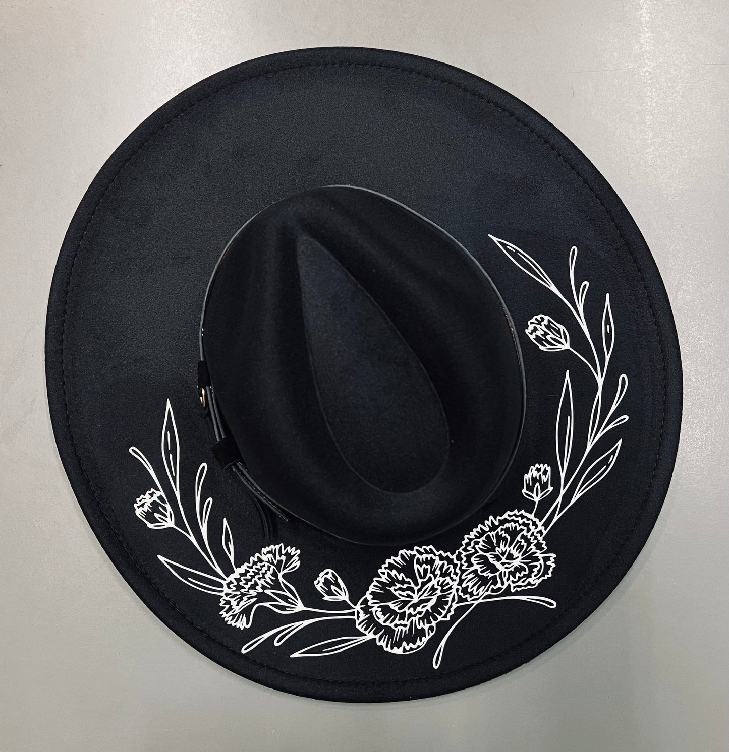 Vegan Felt Hat - XL Brim - Carnations -  - 
