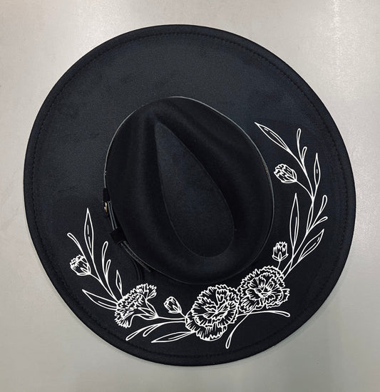 Vegan Felt Hat - XL Brim - Carnations -  - 