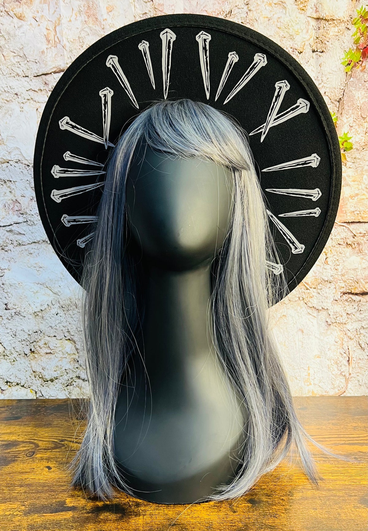 Vegan Felt Wide Brim Hat - Flat Top XL Brim - "Coffin Nails" -  - 