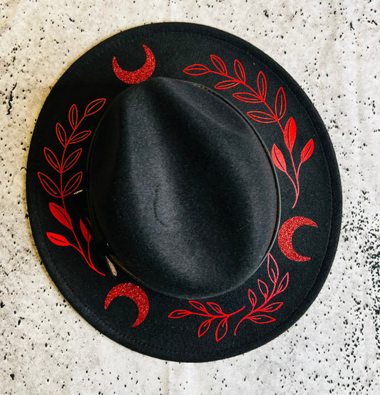 Vegan Felt Hat - Fern Moon - Red, Pink or Purple -  - 