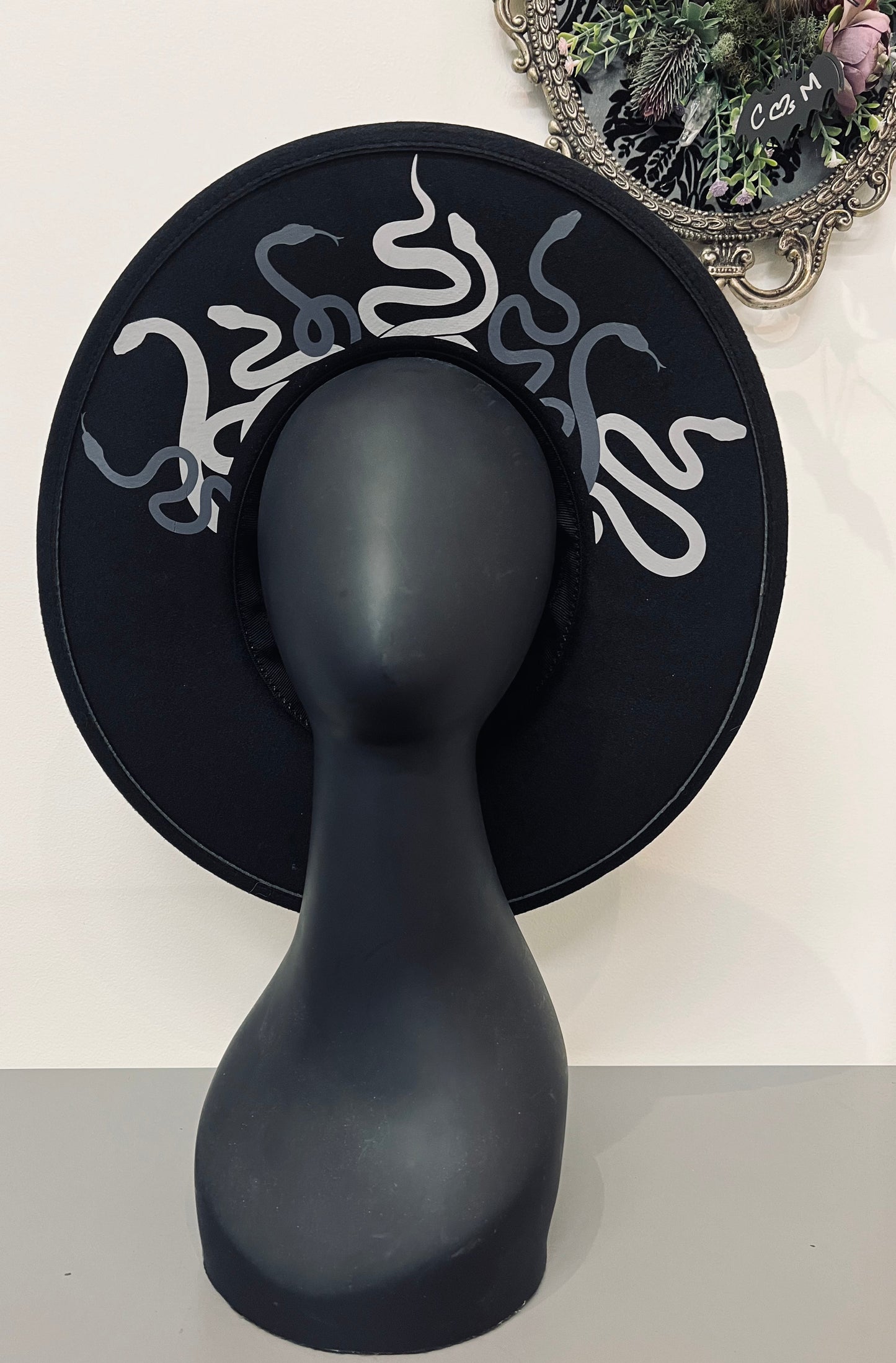 Vegan Felt Wide Brim Hat - XL Brim - Medusa (Monochromatic) -  - 