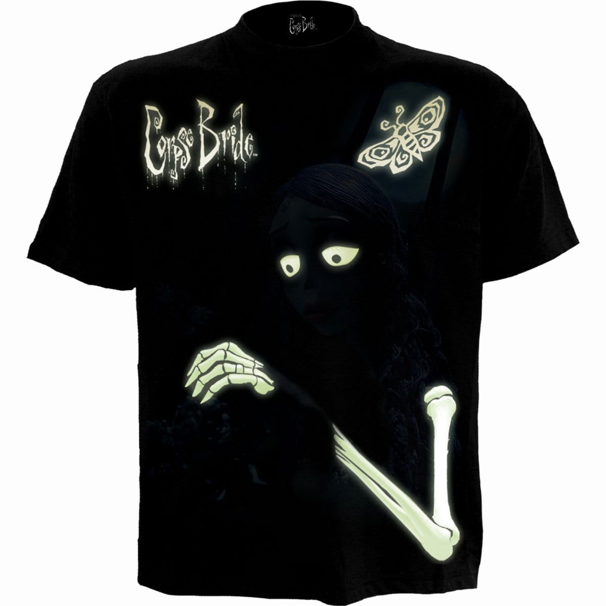 CORPSE BRIDE - GLOW IN THE DARK - Front Print T-Shirt Black -  - T-Shirts