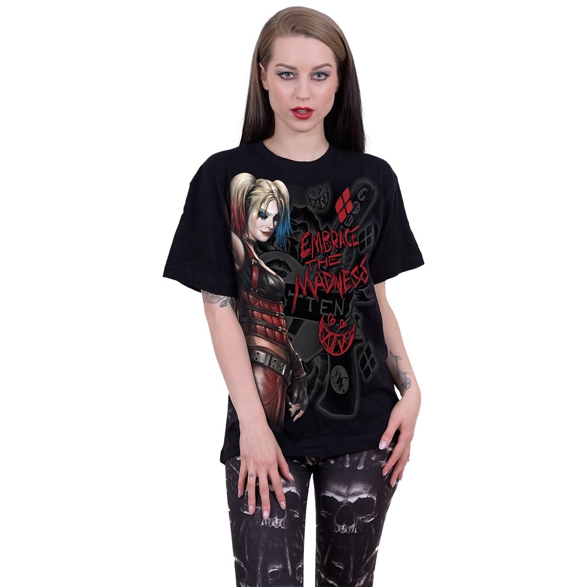 HARLEY QUINN - EMBRACE MADNESS - Front Print T-Shirt Black -  - T-Shirts
