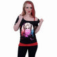 HARLEY QUINN - MAD LOVE - 2in1 Red Ripped Top Black -  - Tops - Short Sleeve