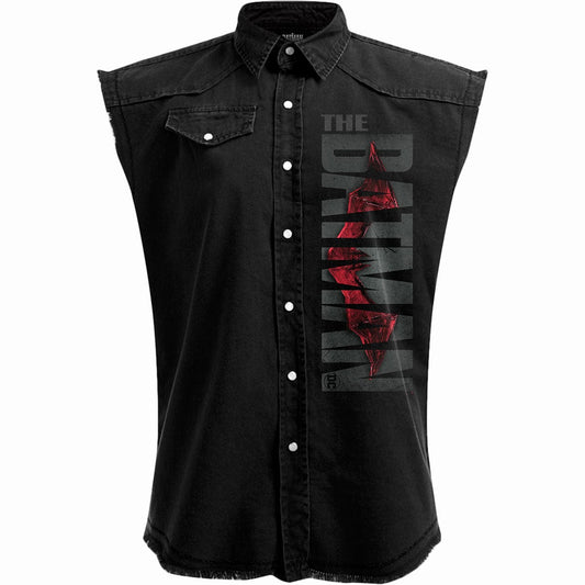 THE BATMAN - PROFILE LOGO - Sleeveless Stone Washed Worker Black -  - Workshirts