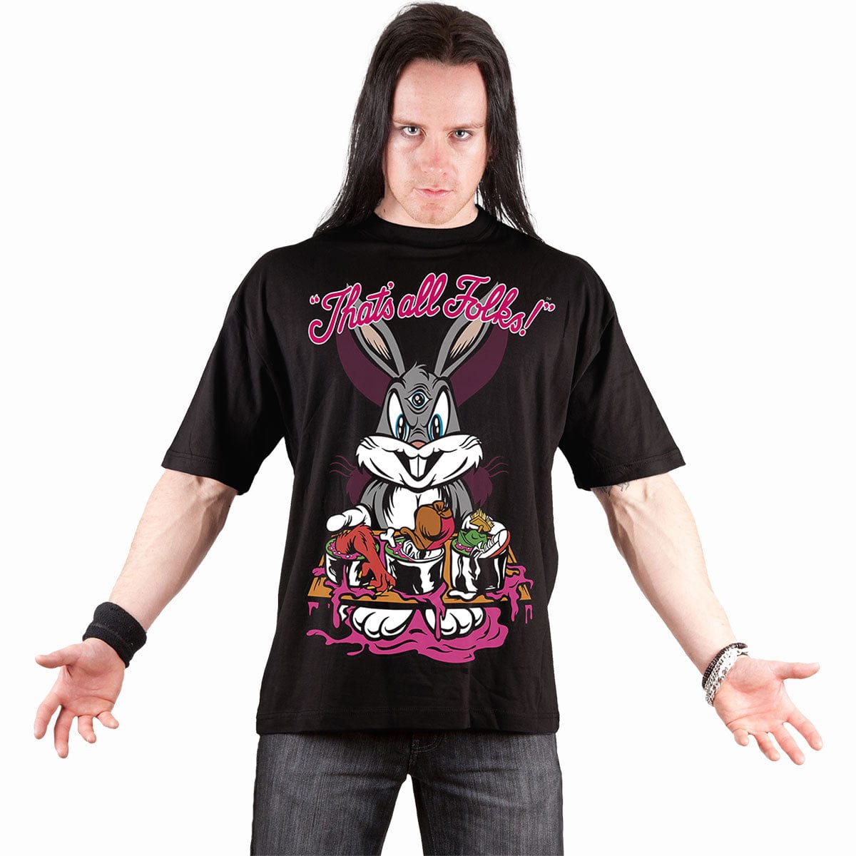 BUGS - EVIL BUNNY - Front Print T-Shirt Black -  - T-Shirts