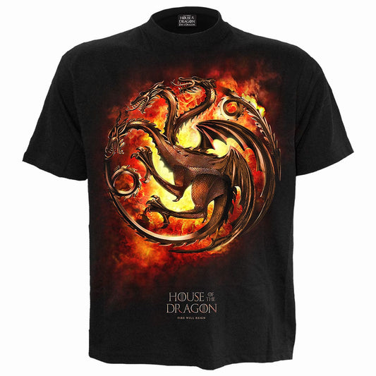 HOD - DRAGON FLAMES - Front Print T-Shirt Black -  - T-Shirts