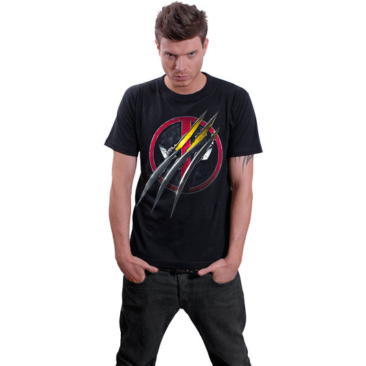 DEADPOOL - SLASHED - Front Print T-Shirt Black -  - T-Shirts