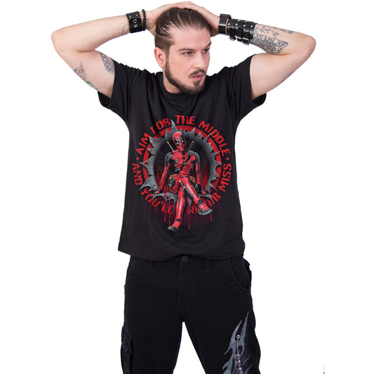 DEADPOOL - AIM FOR THE MIDDLE - Front Print T-Shirt Black -  - T-Shirts
