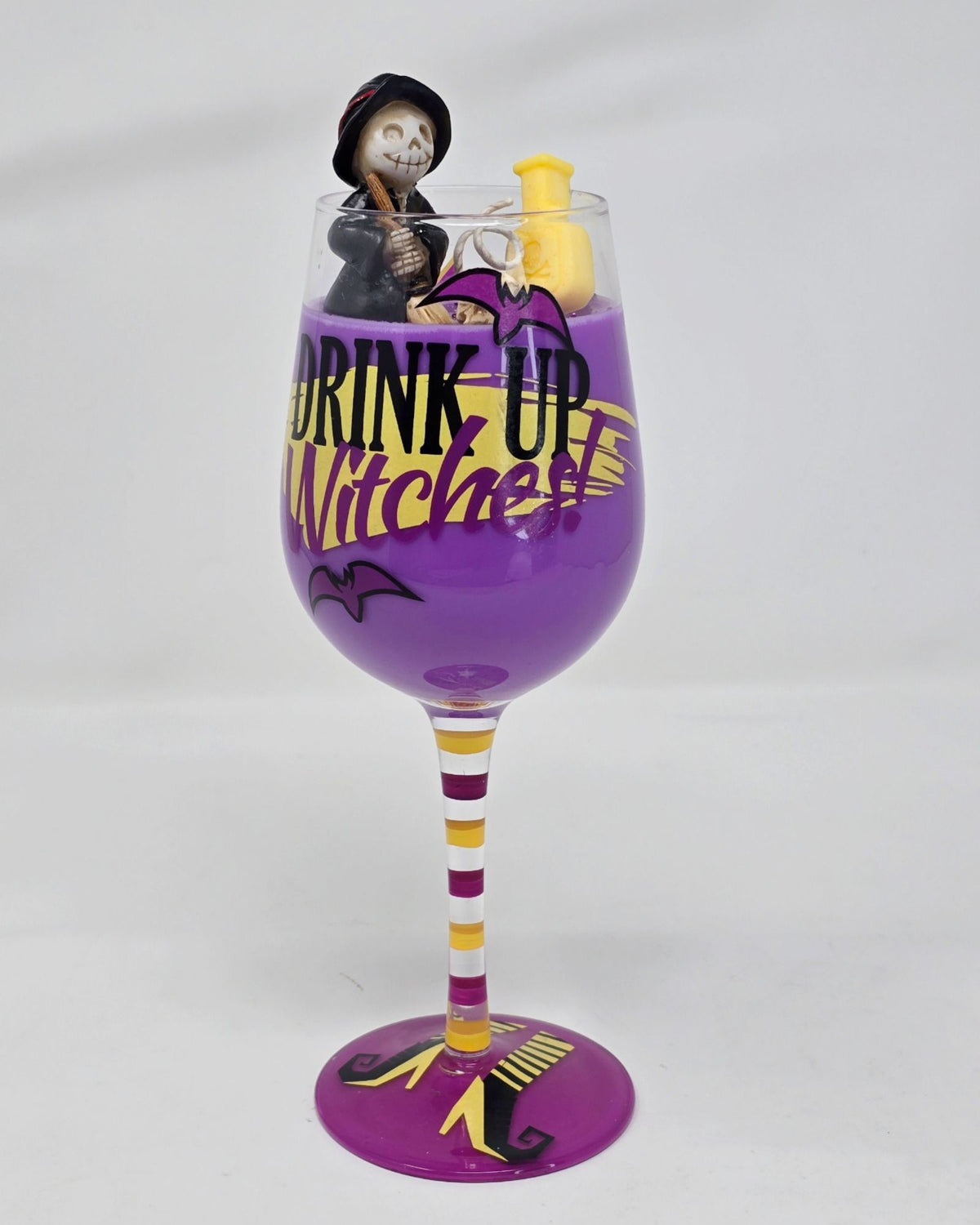 Artisan One Moon Flame Drink Up Witches Wine Glass Candle Cherry Cheesecake 18oz