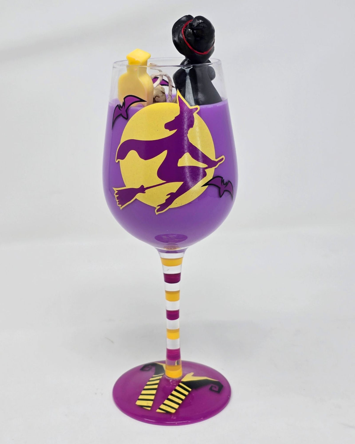 Artisan One Moon Flame Drink Up Witches Wine Glass Candle Cherry Cheesecake 18oz