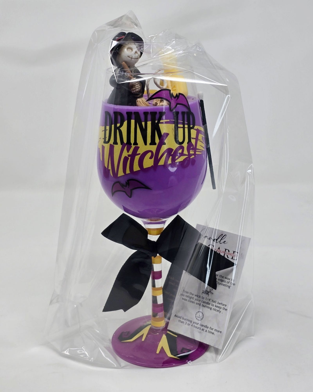 Artisan One Moon Flame Drink Up Witches Wine Glass Candle Cherry Cheesecake 18oz