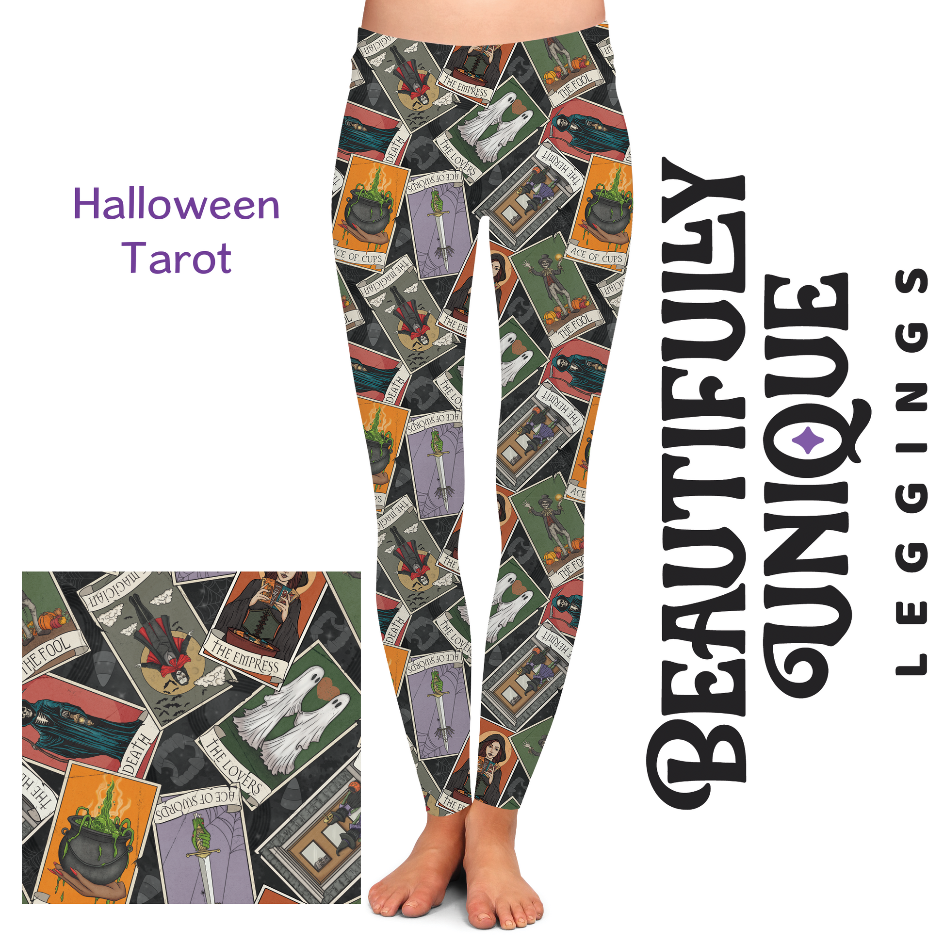 Halloween Tarot (Semi-Exclusive) - High-quality Handcrafted Vibrant Leggings -  - Leggings