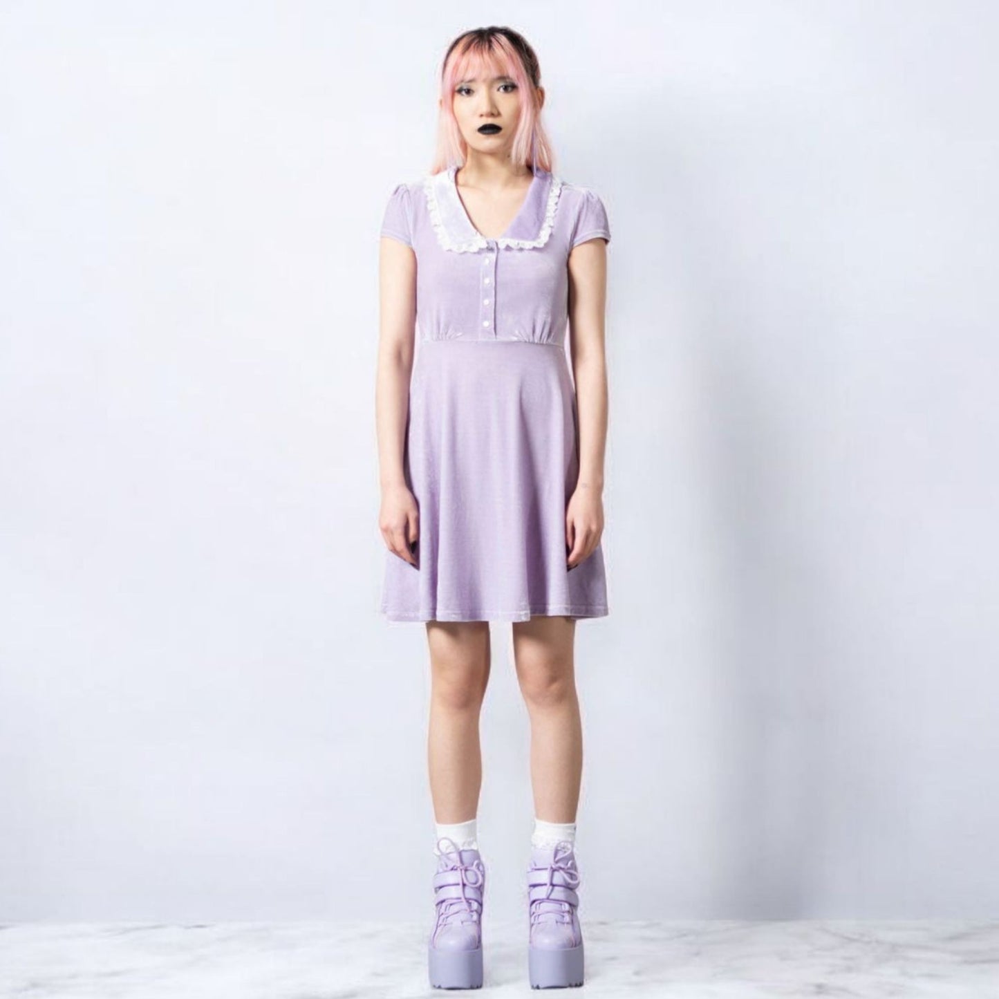 EVERY MOURNING COLLAR DRESS PASTEL LILAC Size: S