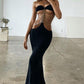 Ultra Sexy Black Chain Drape Dress with Hardware Detail