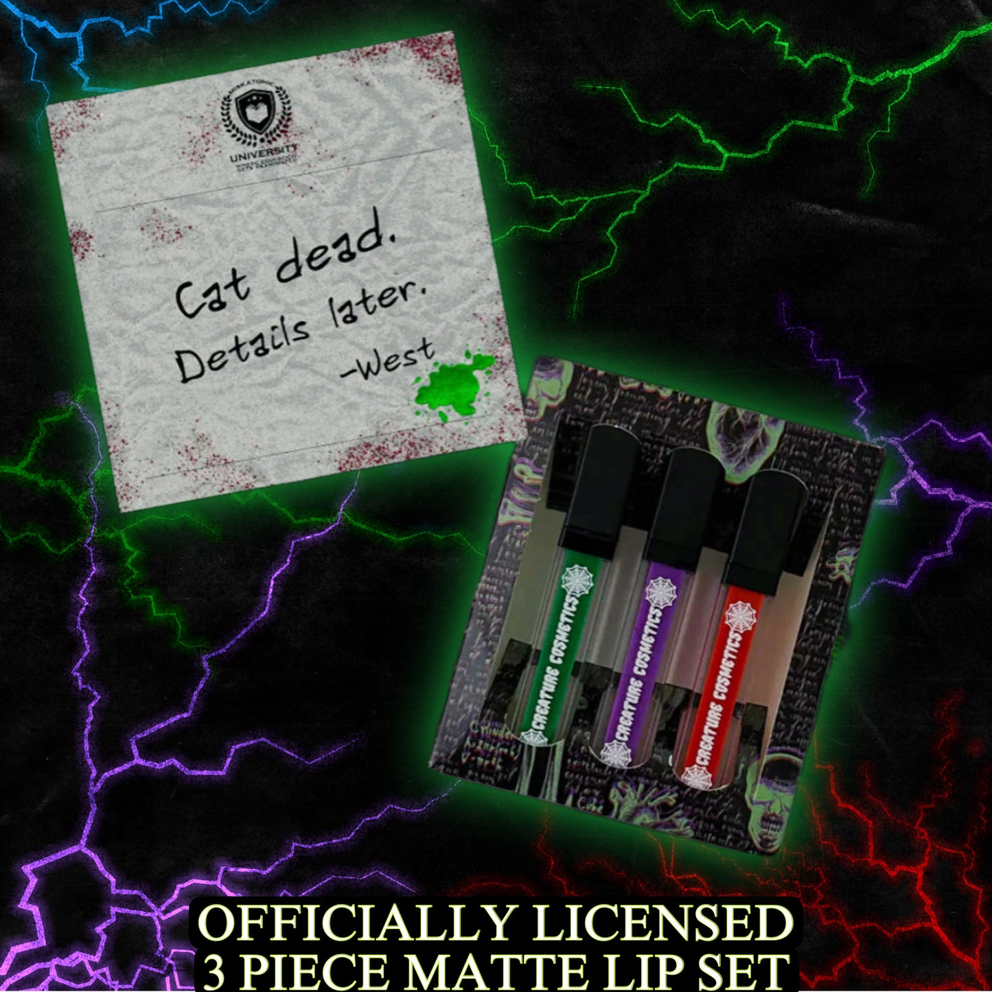 Re-Animator 3-Piece Matte Lip Set W/ Horror FX Syringe Tubes