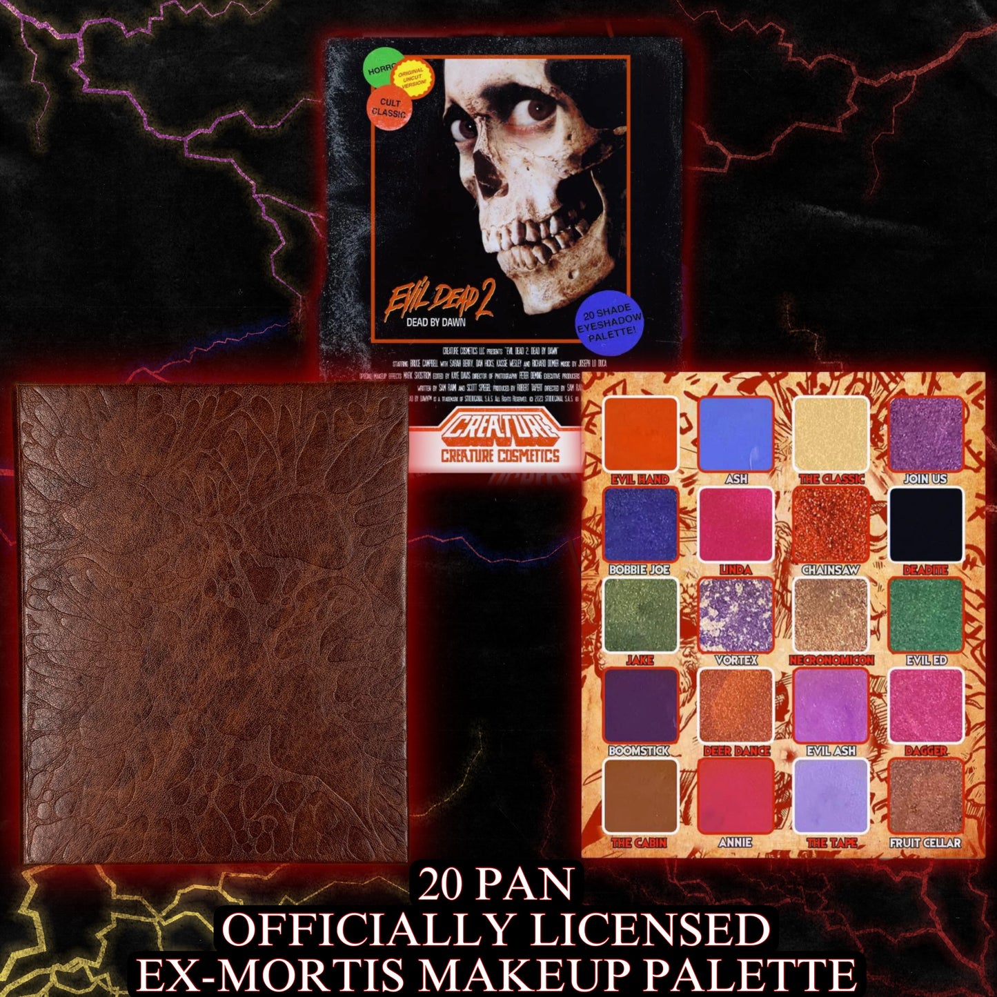 Ex-Mortis 20-Pan Evil Dead Palette W/ Matte, Shimmer & FX Shades