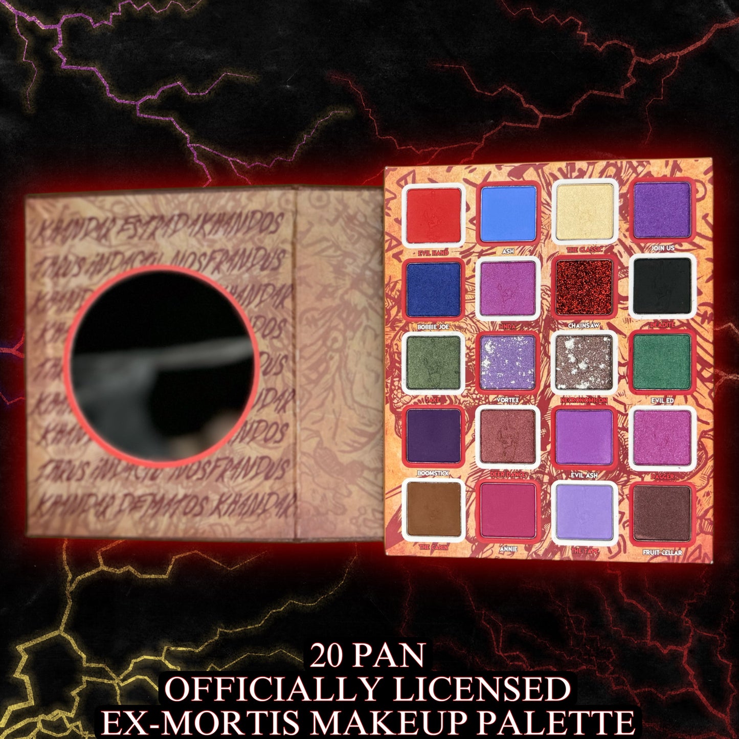 Ex-Mortis 20-Pan Evil Dead Palette W/ Matte, Shimmer & FX Shades
