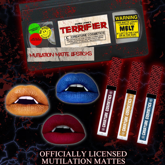 TERRIFIER Mutilation Matte Lipsticks W/ VHS Horror FX