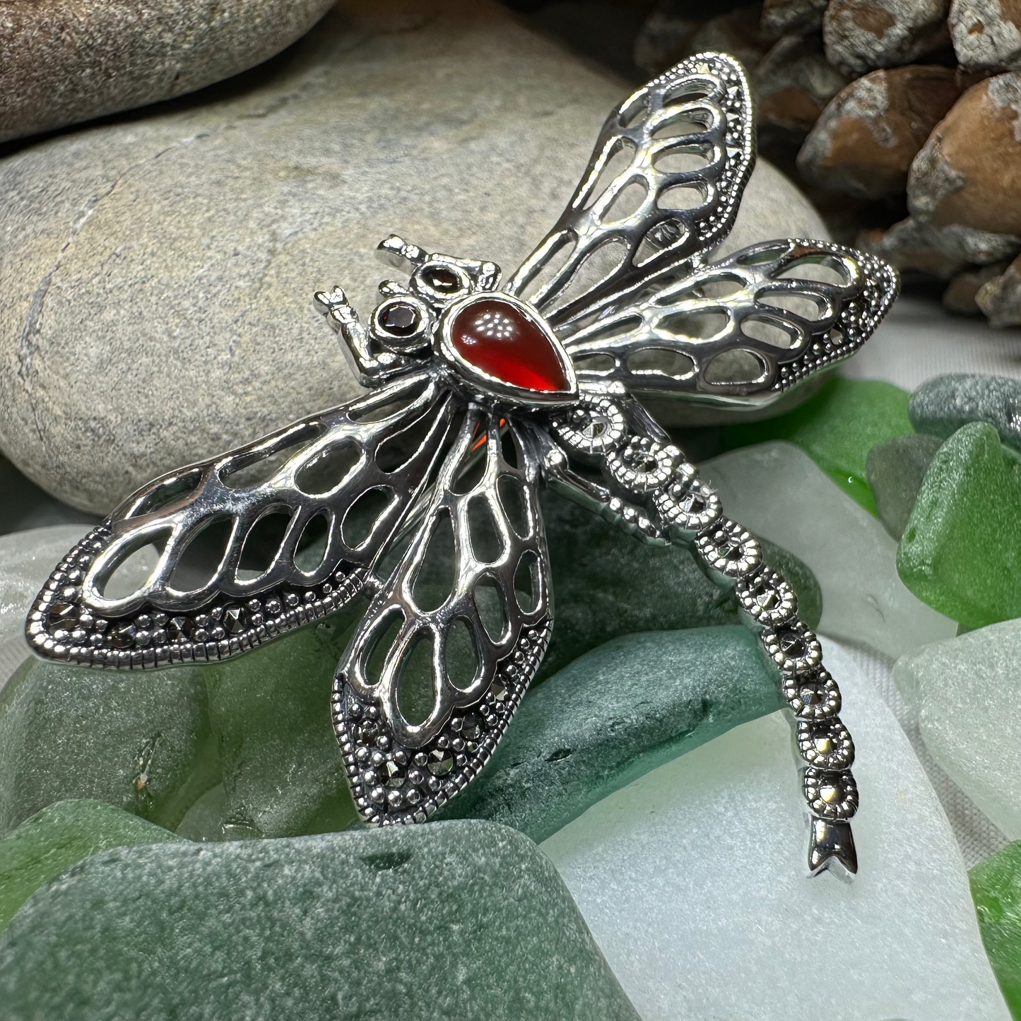 Damsel Dragonfly Marcasite Brooch