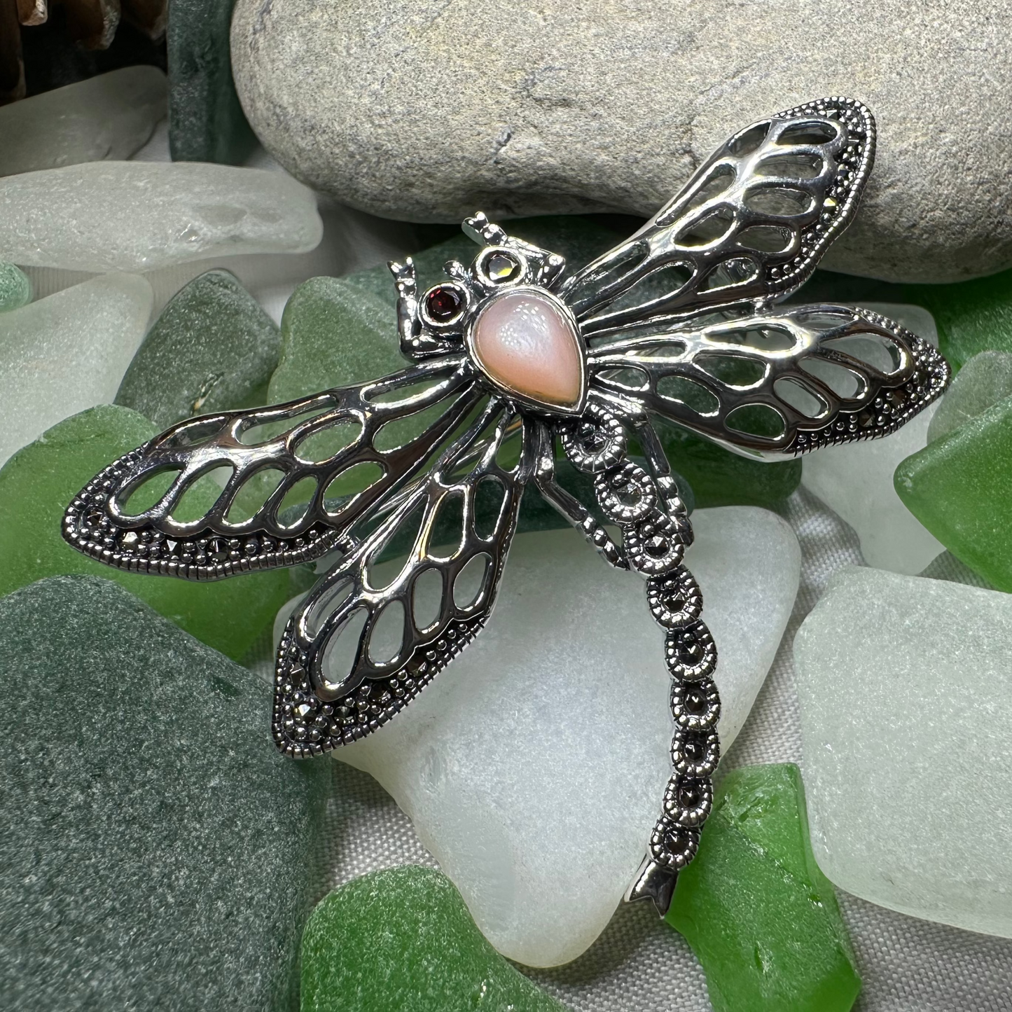 Damsel Dragonfly Marcasite Brooch