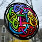 Celtic Eternal Knot Hand-Painted Stained Glass Panel