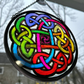 Celtic Eternal Knot Hand-Painted Stained Glass Panel