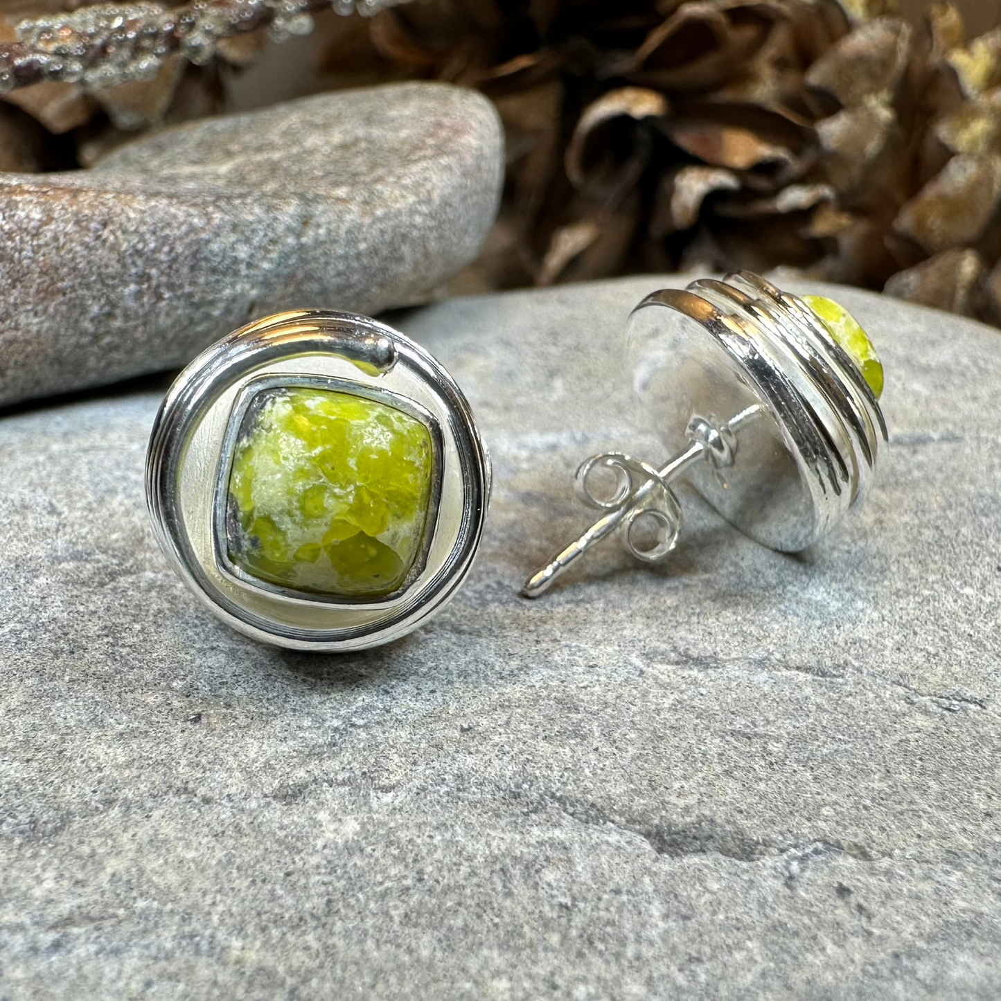 Connemara Marble Celtic Spiral Post Earrings -  - Post Earrings